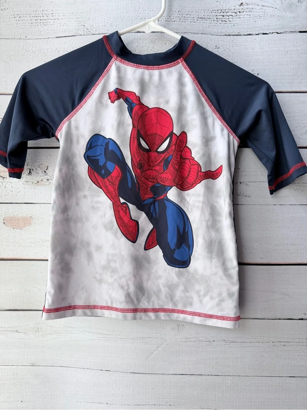 Marvel Boys Swim Top in Navy, Red & White
